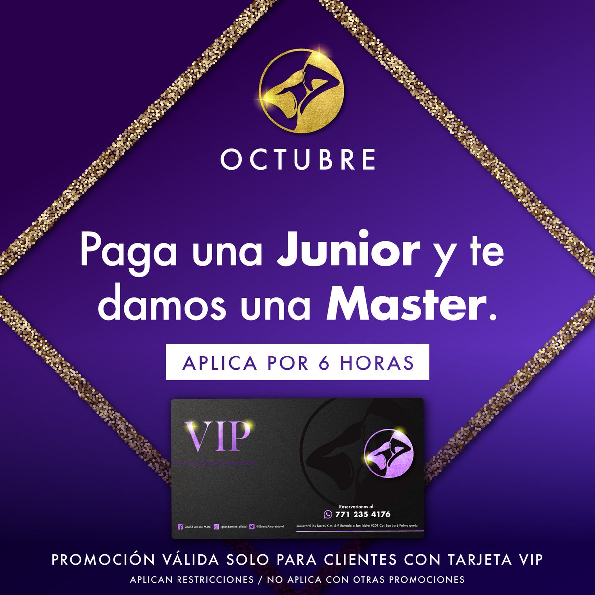 GrandAmoreMotel's tweet photo. Promoción exclusiva para clientes VIP de Grand Amore Motel! 😈🥰🥳 https://t.co/0JRXEYHN1T