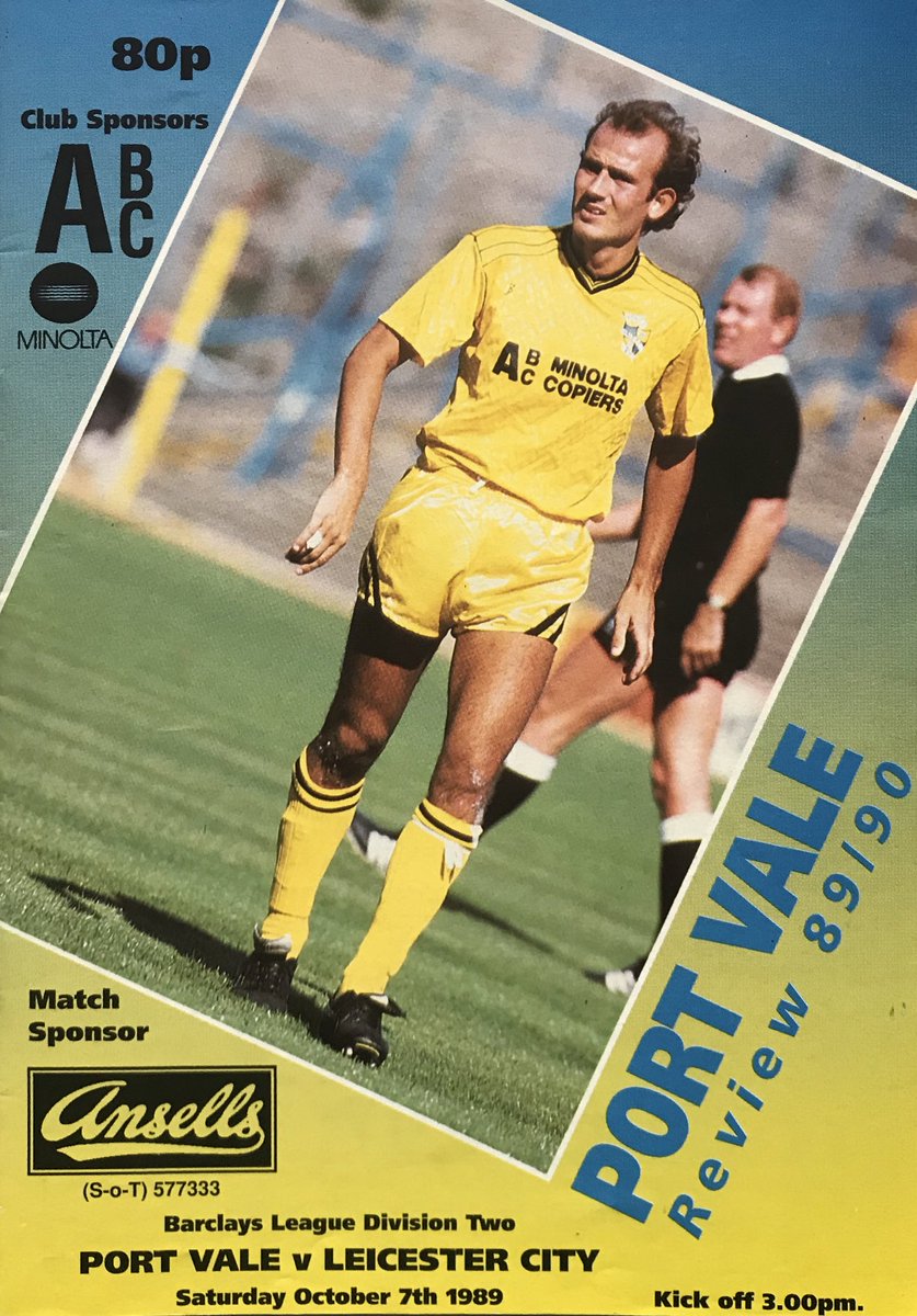 pvfcprogs's tweet photo. #OnThisDay 7/10/89
⚽️ VALE 2-1 LEICESTER 
Darren Beckford &amp; Nicky Cross scored as Vale beat Leicester City at Vale Park in old Div2 for their 2nd league win of the season #portvale #pvfc https://t.co/e58vFOK8xA