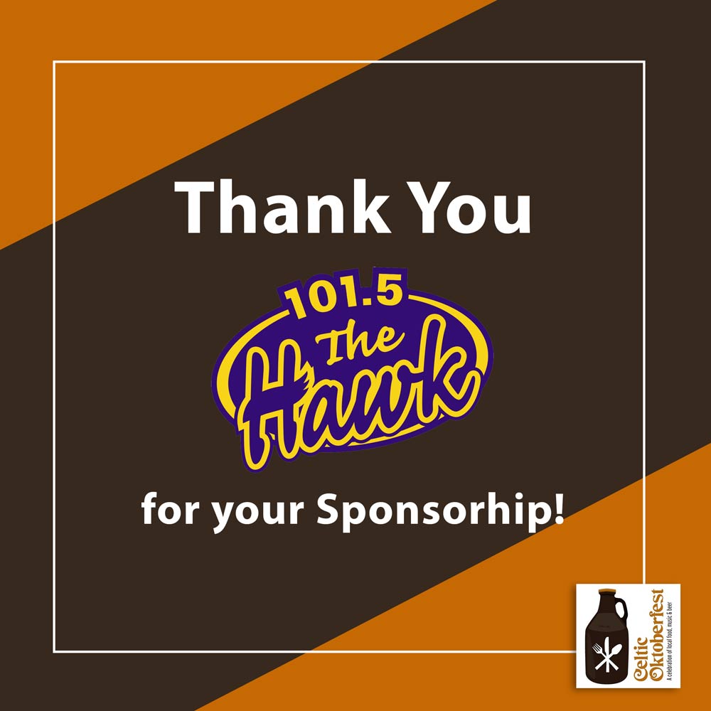 A big SHOUT OUT for 101.5 The Hawk for their Sponsorship on the 2019 Celtic Oktoberfest! 🍻🏆
Join us for the After Party at The Carriage House at 10pm ➡️facebook.com/events/6792146…
.
.
.
#2019CelticOktoberfest #Oktoberfest #1015TheHawk #Sponsorship