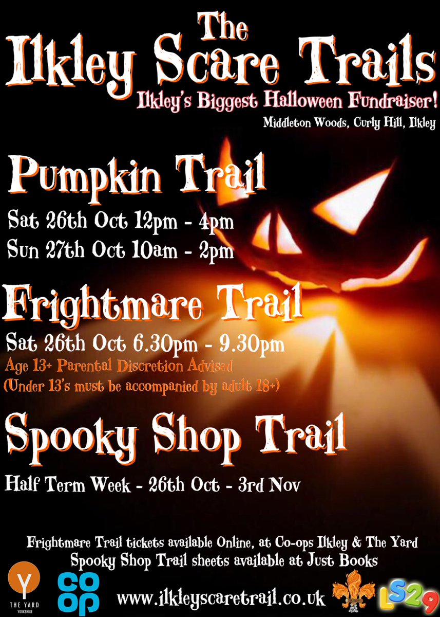 Three trails, three times the fun!! This year’s Ilkley Scare Trail is going to be a scream! #ilkley #halloween
