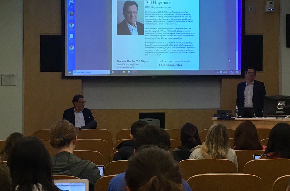 Here at <a href="/NewhouseSU/">Newhouse School</a>, we’re getting ready to hear Bill Heyman speak all things executive search. Can’t wait to learn all he has to share! #SUPRLeadership