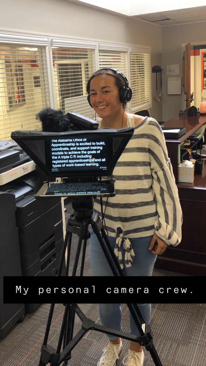 LaneyWorks's tweet photo. I’m not bragging (I really am), but my camera crew is better than yours! This is my niece, Ellison. I’d put her work against any paid adult. She’s 15, but @TimRLoreman has really given this @CentralRedDevil an amazing skill set. #CTEWorks #sharepcs  @PCBOE https://t.co/nK27QbO43C