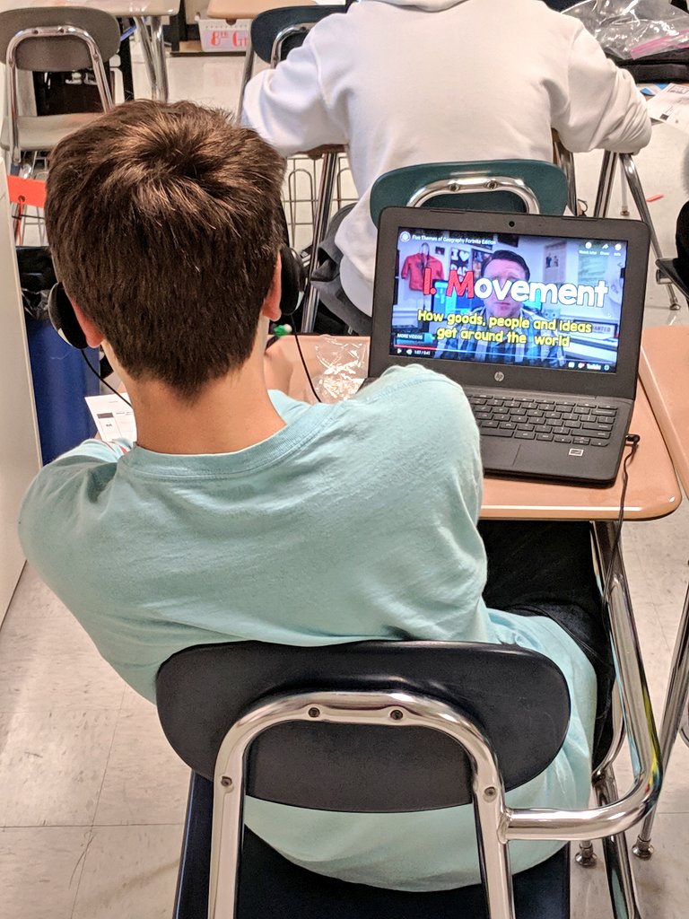 mrs_litman's tweet photo. #McGuffey_MS Ss watched #YouTube videos about the five themes of geography. The videos featured #Minecraft and #Fortnite. Ss found it easy to connect to the info when the examples came from games they are familiar with! #MRHELP https://t.co/wP3I4vFqBF