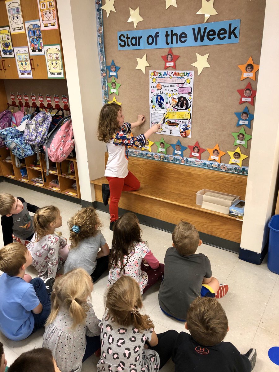 Our 1st “star of the week” did an excellent job sharing her all about me poster &amp; taking questions &amp; compliments about it. We make connections when the kids recognize their similarities &amp; learn to appreciate diversity when they recognize their differences. #brewster13 #rsd13ct
