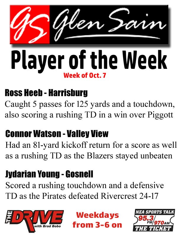 BoboHowls's tweet photo. Here are the latest @glensain_ford @GlenSainChevrol Player of the Week nominees. Tweet your selections in by Wednesday at noon. https://t.co/9XR7oF6zzC