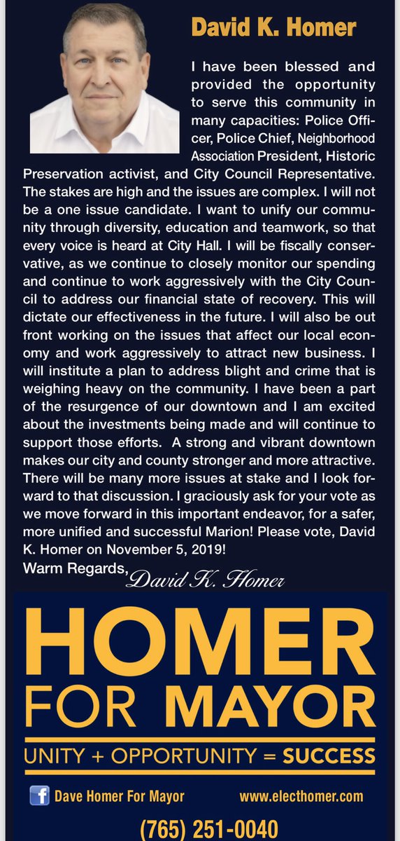 HomerFor's tweet image. 📣 We are still taking addresses to place 
DAVE HOMER FOR MAYOR yard signs. 
Comment or DM here so we can get your address.  Thank you ALL for your continued support.  ~ David Homer 
UNITY + OPPORTUNITY = SUCCESS 
#DaveHomerForMayor 
electhomer.com