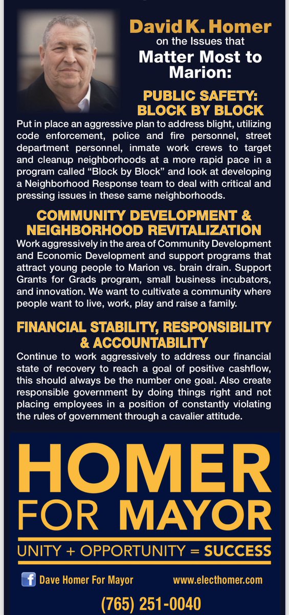 HomerFor's tweet image. 📣 We are still taking addresses to place 
DAVE HOMER FOR MAYOR yard signs. 
Comment or DM here so we can get your address.  Thank you ALL for your continued support.  ~ David Homer 
UNITY + OPPORTUNITY = SUCCESS 
#DaveHomerForMayor 
electhomer.com