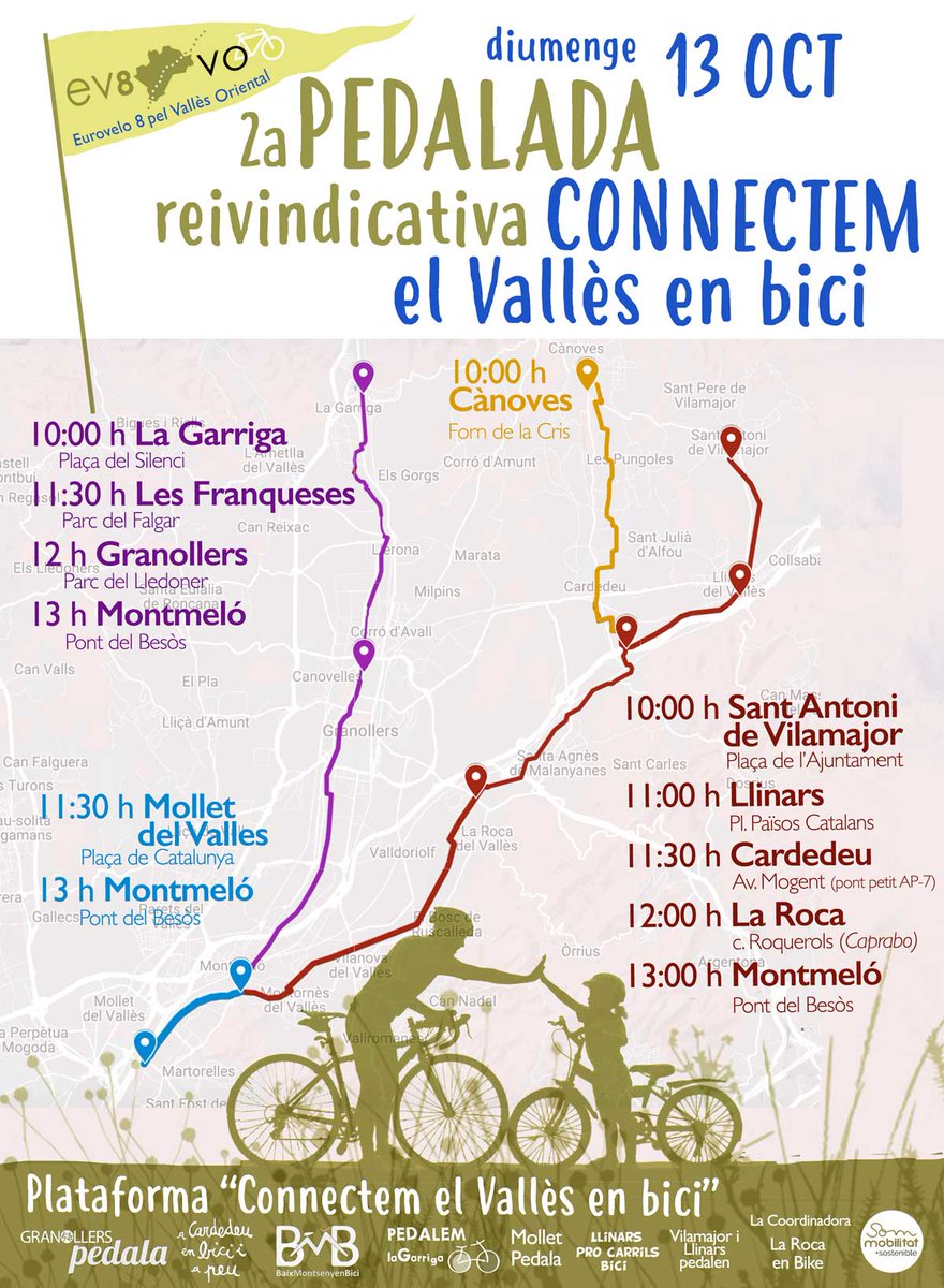 granpedal's tweet photo. 2a pedalada #ConnectemElVallèsEnBici x reclamar una xarxa pedalable comarcal, des de diversos punts. 
Des de Granollers:
📆 dg 13 oct
📍11:30h inscripcions , 12h sortida, PARC LLEDONER
🏁13h arribada coordinada al Pont del Besòs
🚉Tornada amb tren des de Montmeló
Us esperem!!! https://t.co/q8PbBAx0XJ