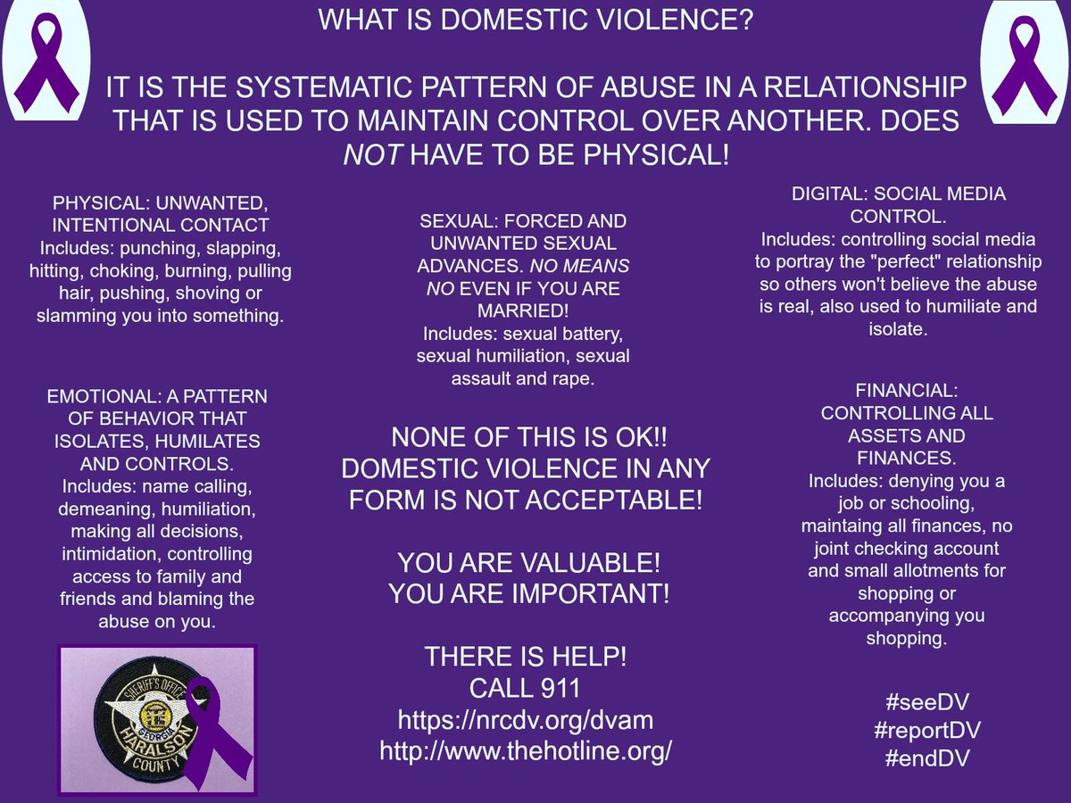 HaralsonSheriff's tweet photo. Domestic Violence is never ok. If you are in a situation where this is occurring, please seek help.
#YouAreValuable #YouAreImportant #ThereIsHelp
https://t.co/cU678IkbJC
9-1-1
1-800-799-7233
#SeeDV #ReportDV #EndDV #DomesticViolenceAwarenessMonth https://t.co/NStLBP064K