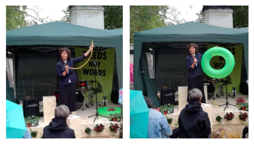 KateRaworth's tweet photo. The changing shape of economic progress: from 20th to 21st century - snapped at my @ExtinctionR talk in The Mall, London, today. Great crowd and conversation. https://t.co/ZqTA688UYf