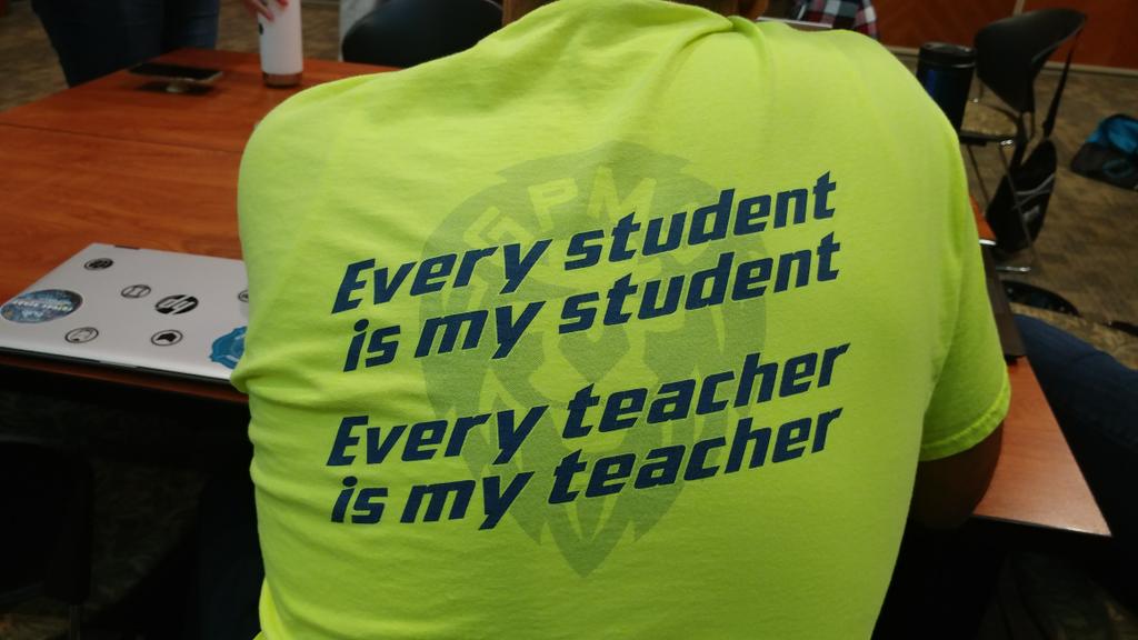 What a great message worn by fellow Instructional Tech Coach <a href="/GrahamParkMS/">Graham Park Middle</a> @dajob200 !! All ITCs feel this way - one of the many reasons we love our jobs - supporting all students, supporting all teachers!! #LRESPride <a href="/LakeRidgeLions/">LakeRidgeES</a> #PositivelyPWCS