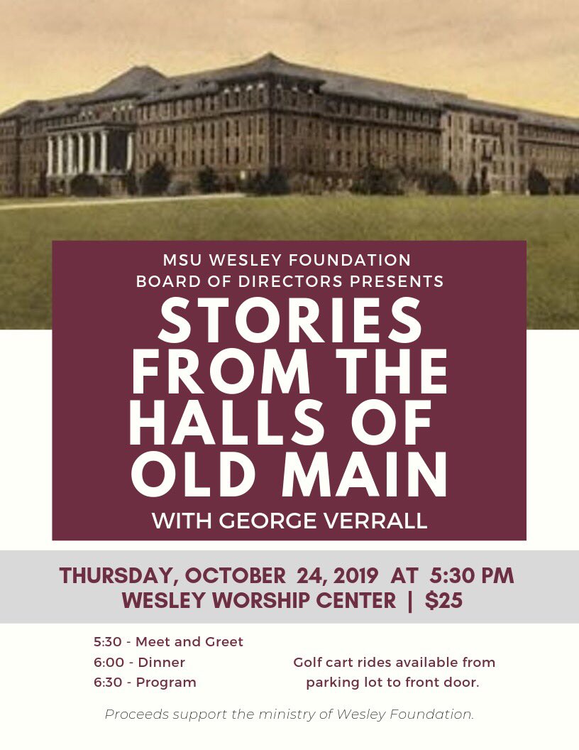 MSStateWesley's tweet image. Join us for an evening of food, fun, and fellowship on Thursday, October 24. Tickets may be purchased from Wesley Board members or from the Wesley office (662-323-1778). Hope to see you there!