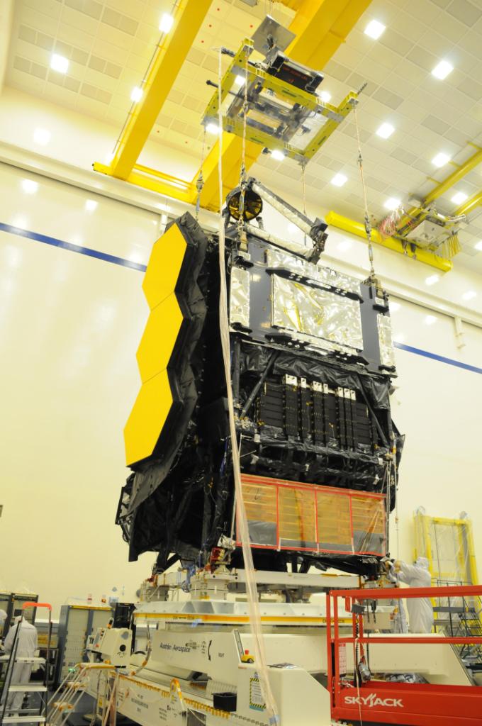 NASA's James Webb Space Telescope primary mirror in a folded for flight configuration, prior to assembly to its spacecraft and sunshield 