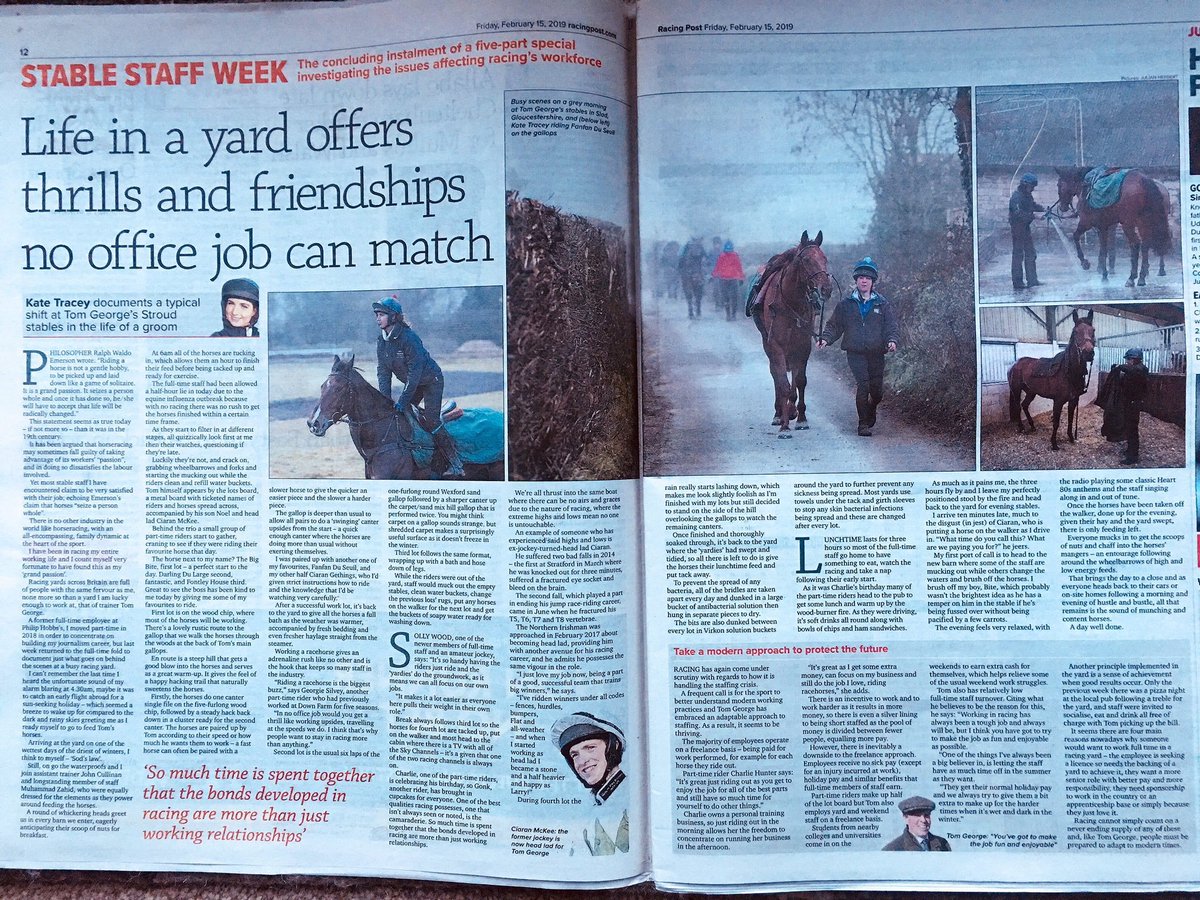 Unfortunately, as my most recent stable staff story was a feature, it isn’t available online but just as a reference point, here it is🏇🗞 I’m reposting as it was one of this week’s discussion topics on <a href="/FinalFurlongPod/">The Final Furlong Podcast</a> which I was very privileged to be a guest on! Stay tuned😁📻