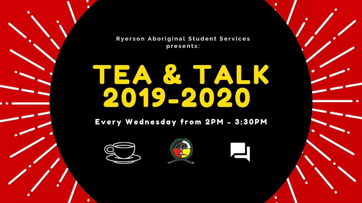 Tea &amp; Talk is back for the school year! Indigenous students, staff, faculty and community members drop by any Wednesday anytime between 2pm-3:30pm!

facebook.com/events/9164623…