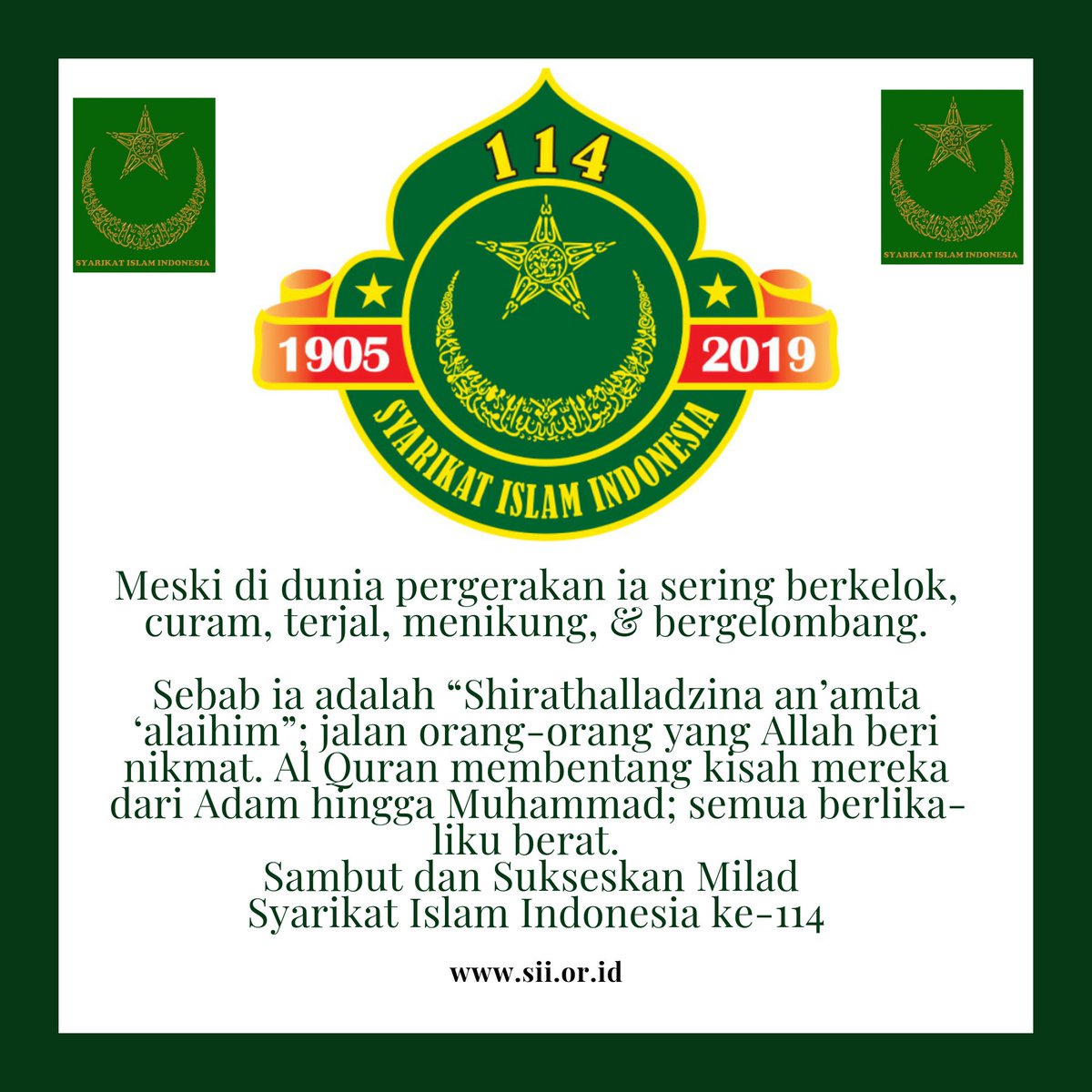 Sambut dan sukseskan Tasyakur Milad Syarikat Islam Indonesia Ke-114 
#Milad_114 #SI_Indonesia
#SyarikatIslamIndonesia