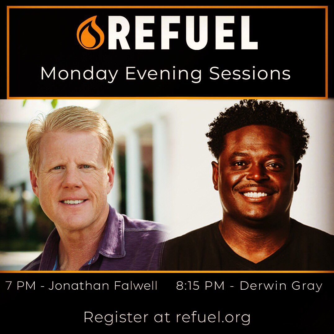 LibertyCNetwork's tweet photo. Here we go! #Refuel2019 Monday Evening Sessions: 
7:00pm @jonathanfalwell 
8:15pm @derwinlgray 
@REFUELorg at @TRBC! https://t.co/bR24zjacSx