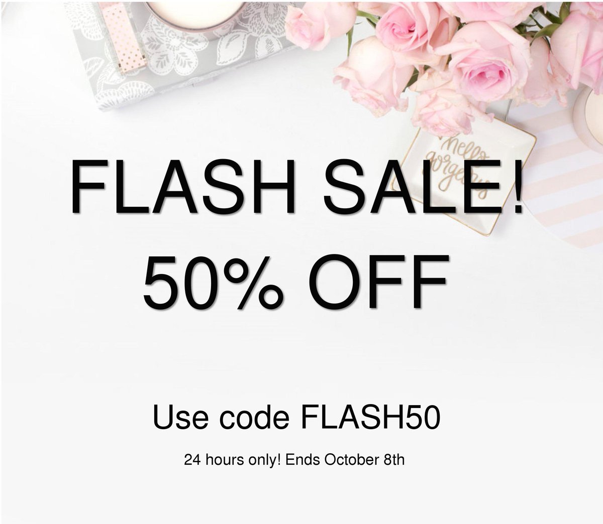 Our amazing Flash Sale is happening right now! 50% off everything in the store. 🙌 All orders ship free!!! ✨💖 #flashsale #madeincanada #soycandles #fallcandles #freeshipping
