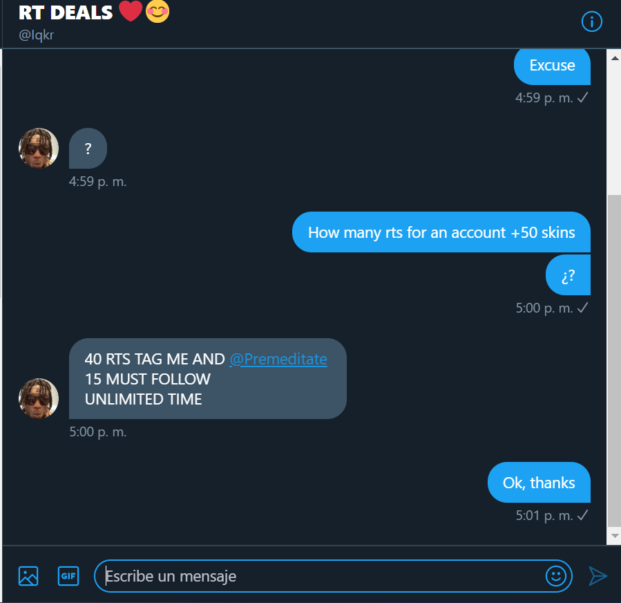 BlueDicen's tweet photo. 40 RTS y @Iqkr me da una cuenta de fortnite con 50 skins.
Hoy por mi, mañana por ti.
Siganlo a el y a @Premeditate. https://t.co/grgp82slZm
