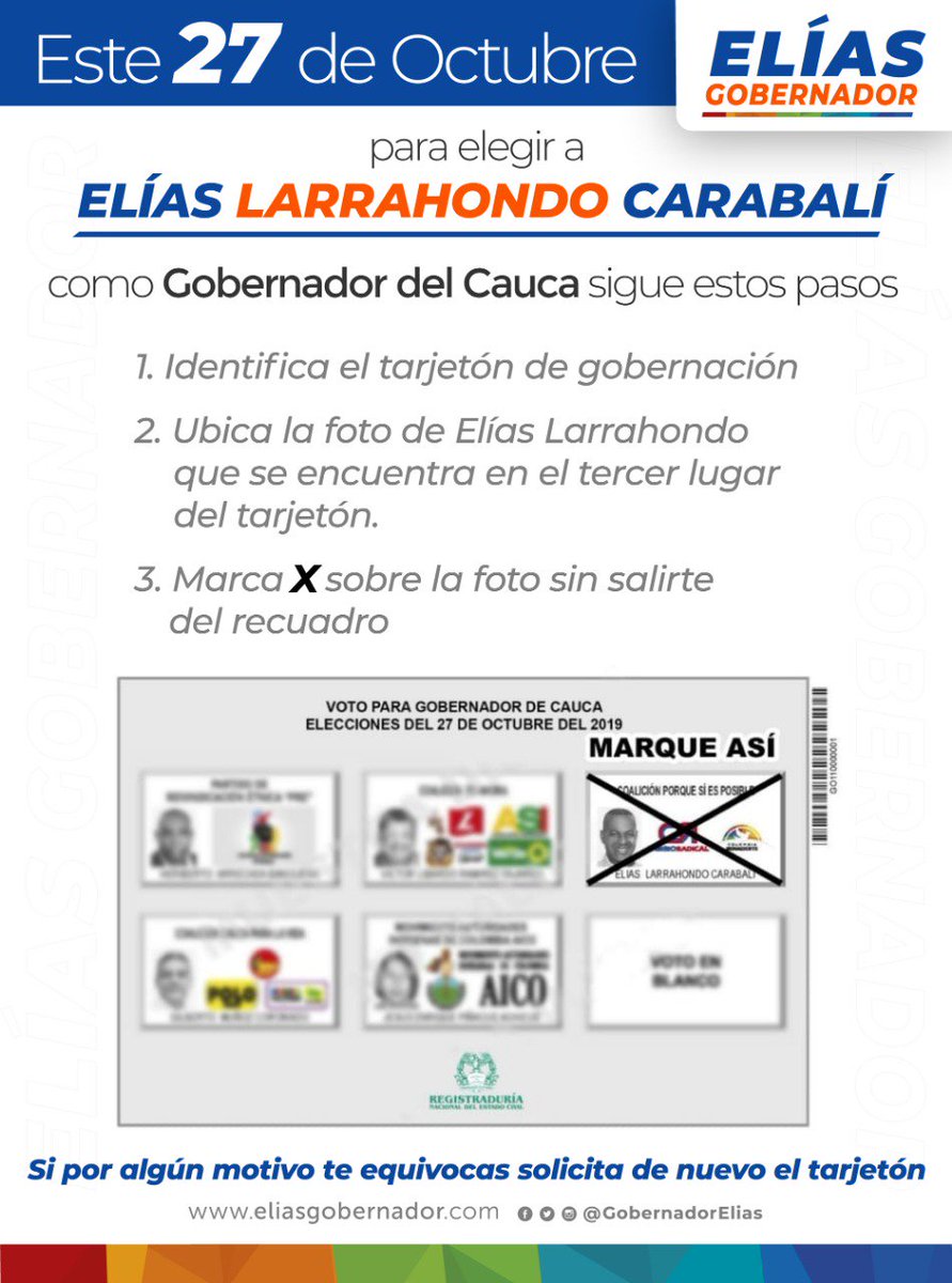 LarrahondoElias's tweet photo. Este 27 de octubre el Cauca elige #ElíasGobernador 💚💛💚 https://t.co/k7wRZDN2Fy