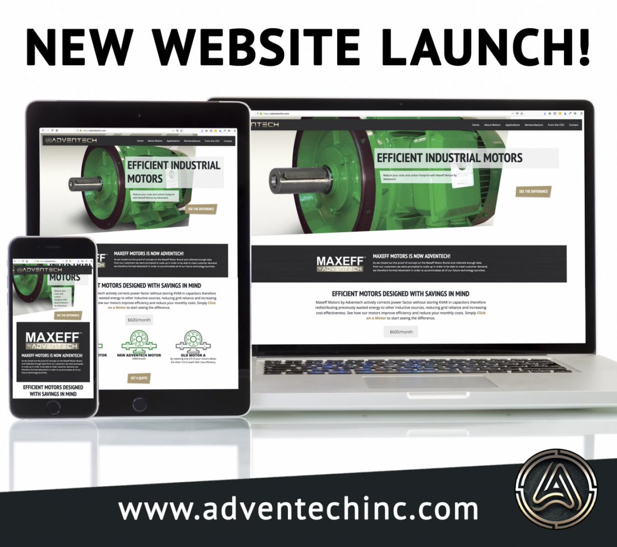 Adventech1's tweet image. Introducing Adventech&apos;s new mobile-friendly website! If you want to know more about reducing waste and minimizing power consumption, start with Adventech. Find out more at: adventechinc.com

#adventechinc #adventechenergy #maxeffmotors
