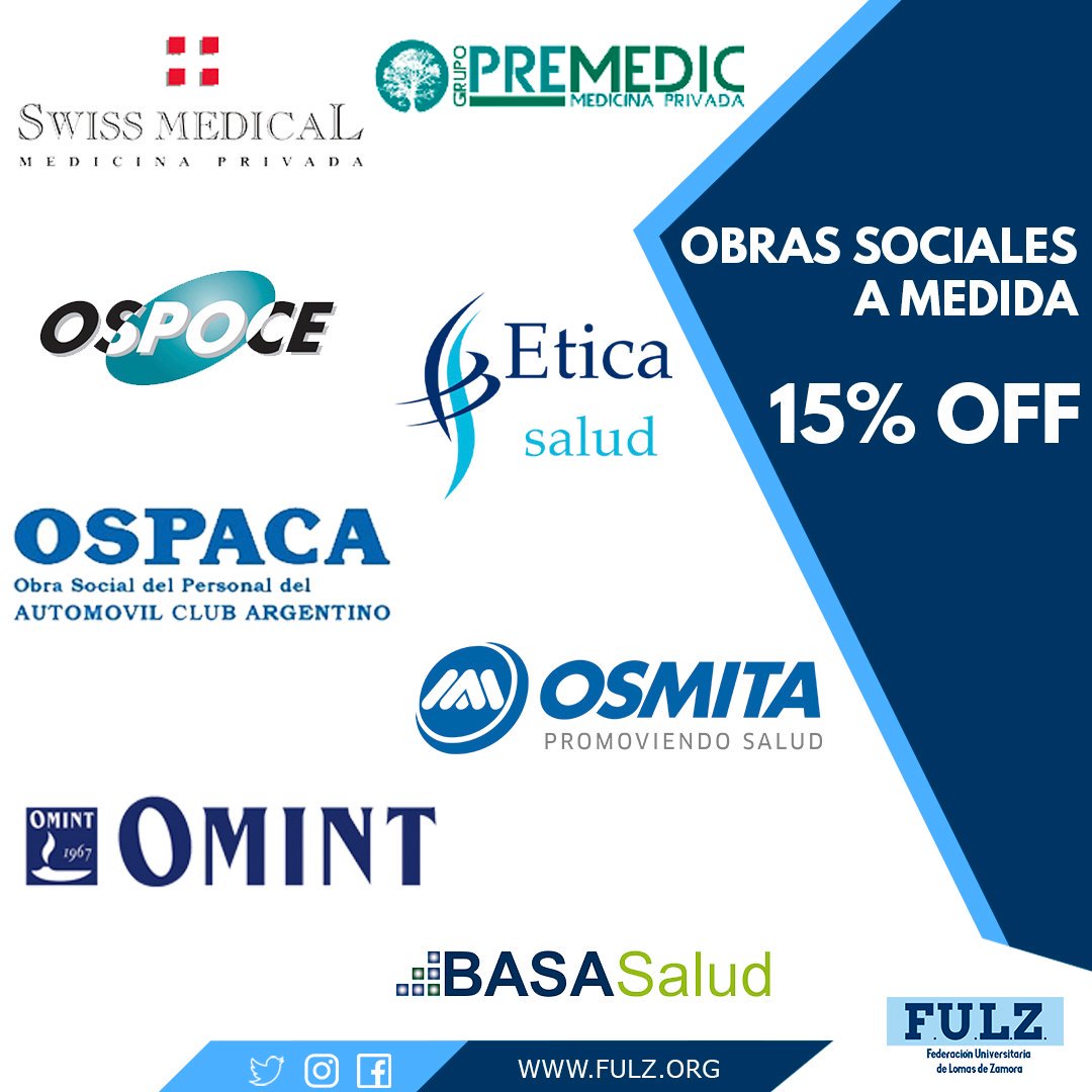 laFULZ's tweet photo. #Descuentos en #ObrasSociales 🚑💉

Les informamos que logramos un convenio con Obras sociales a medida para que puedan tener acceso a cobertura médica con descuento y beneficios.

Por cualquier duda o consulta, pueden contactarse con Lucas al +54 9 11 5597-8073 o con nosotros. https://t.co/wk6Q1cBate