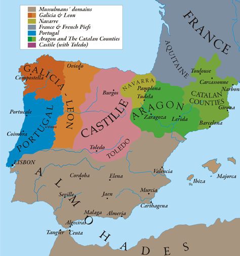 By the way, a similar thing happened in Spain, with latifundia being established in Andalucia along the same process. The same map of the Iberian Peninsula in 1160 (left) and the map of the 2019 parliamentary elections (right). Red: PSOE.