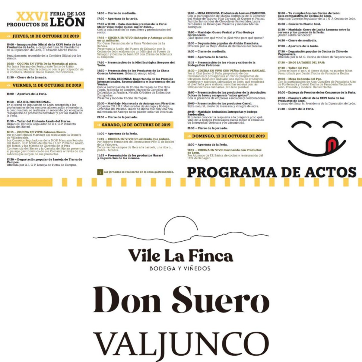 VILELaFinca's tweet photo. XXVI Feria de los Productos de León. Del 10 al 13 de Octubre en el Palacio de Congresos y Exposiciones de León. Esperamos vuestra visita!!!
.
.
.
.
.
.
.
.
#productolocal #ManjardeReyes #leongastronomico #leonsecome #leonartesano #leónestádemoda #winesoflion #VinosdeLeón https://t.co/lBbTY5ScWc