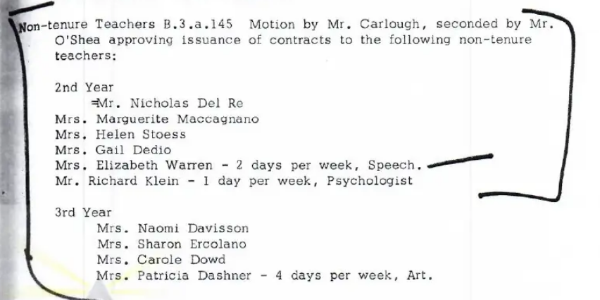 BrentScher's tweet photo. NEW: @FreeBeacon went to New Jersey and found 1970-1971 meeting minutes showing Elizabeth Warren was indeed asked to continue teaching a second year, resigned anyway. 
https://t.co/fx3BubGXL6 https://t.co/nL8EzViJin