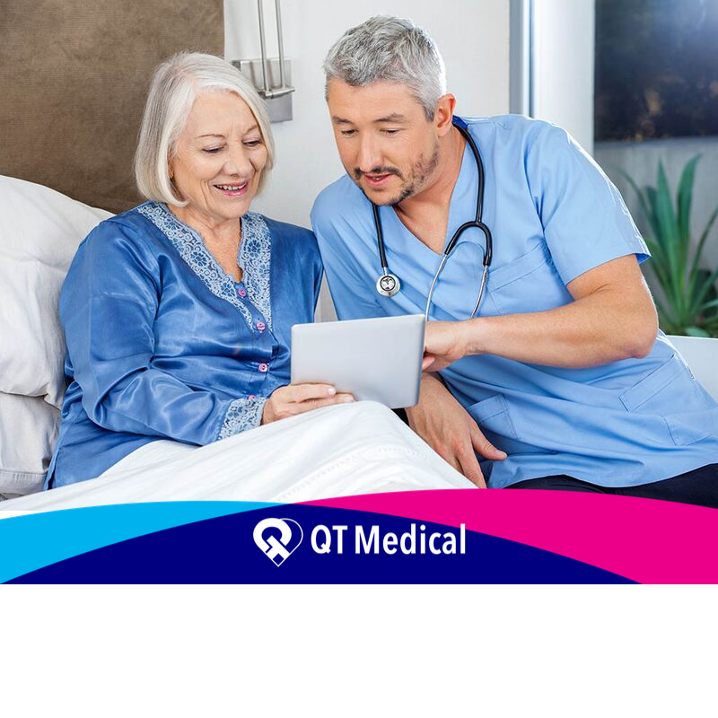 QTMedicalinc's tweet photo. An on-demand 12-lead ECG. Your skilled nursing facility won't have to wait hours for a mobile service to arrive or transport patients to a clinic. Pair the device to a phone or tablet to record an ECG, and it automatically uploads to a cloud connected with a cardiologist. https://t.co/awqqTXyBKR