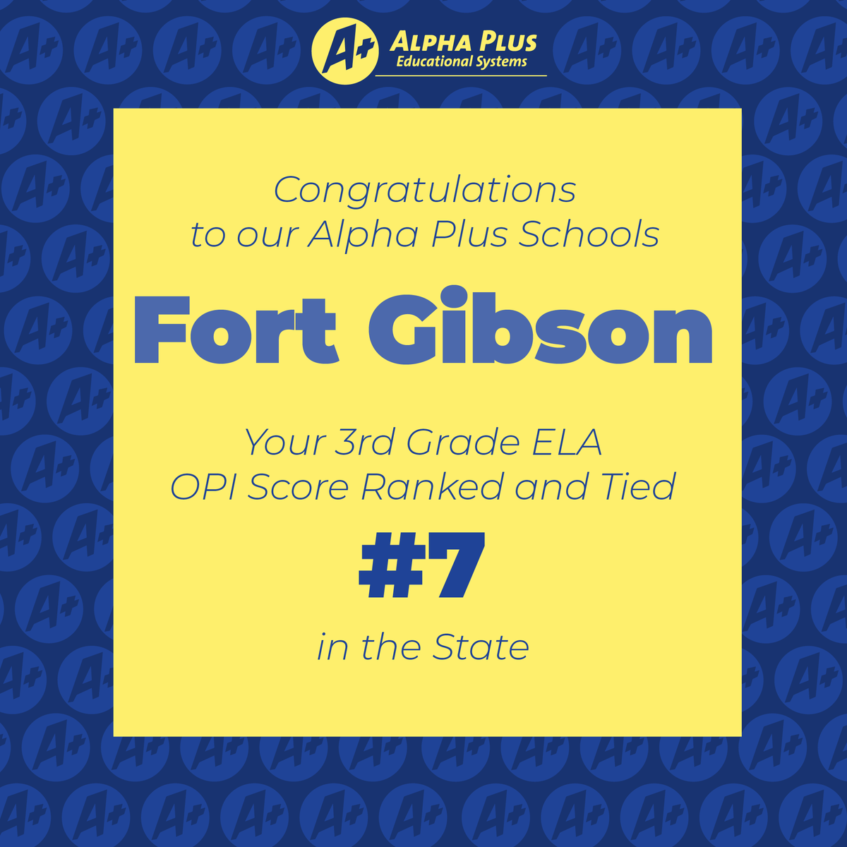 AlphaPlusEdu's tweet photo. Guess how our partner Fort Gibson did in Math and ELA?! (HINT: Proud #APlus Moment!)
#Oklaed #APlusSchools #WayToAnA https://t.co/dusyfrxSzz