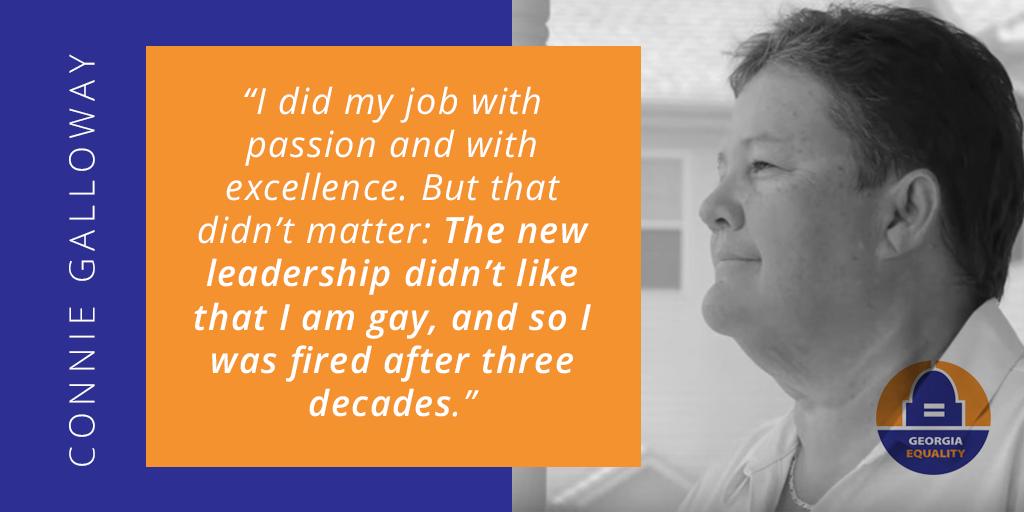 GAEquality's tweet photo. Ahead of the #SCOTUS oral arguments for three LGBTQ cases, check out this Op-Ed from Blue Ridge resident, Connie Galloway. Click here for the full story: https://t.co/awEvQZEvsA #EmploymentEquality #Nondiscrimination #PSWL https://t.co/h6Ralw4m1G