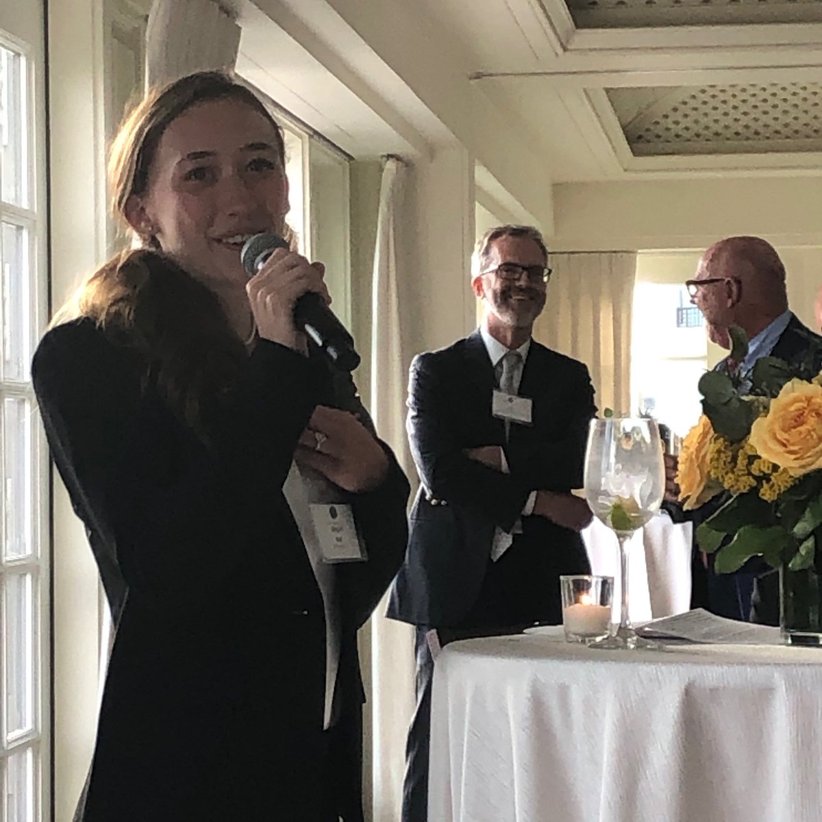 MaryEMaxon's tweet photo. 11th grader and iGEM team member Abby Bell gave a high energy talk about her research experiences - including a flaming gummy bear - after the #WHBioSummit https://t.co/7qoPp3e7Yd