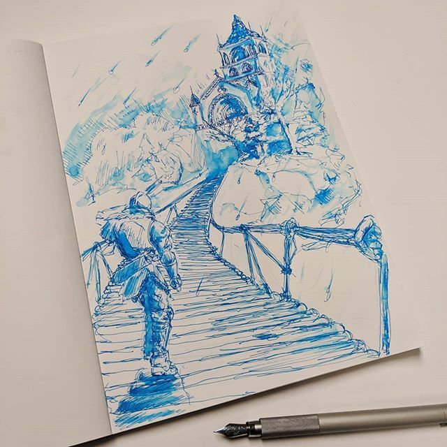 OkamiReign's tweet photo. 4 days late for Freeze.
Ashes of Ariandel with freezing temps. .
.Muji Fountain Pen with Lamy Torquise
#okamireign #inktober2019 #inktober #darksouls #darksoulsfanart #darksouls3 #darksouls2 #fountainpensketch #fountainpendrawing #fountainpenink #founta… https://t.co/hjtY6K5tvg https://t.co/Z6hVpAh6PQ
