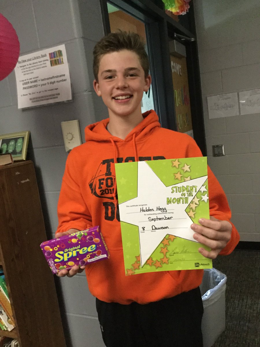 MrsJessDawson's tweet photo. Congratulations to Holden on being named Super Kid of the Month! @HeggJodi @HMS_SocialMedia #HuronTigers https://t.co/laSAsWJ0bT