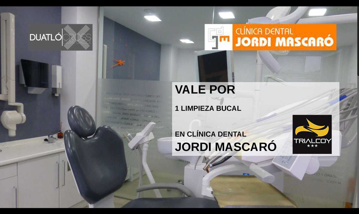 Ganadores del sorteo de una limpieza dental en Clínica Dental Jordi Mascaró

- Pedro Antonio Armero Doménech (dorsal 96)
- Ricardo Carrillo Ruz (dorsal 30)

Podéis canjear vuestro vale en la clínica.
965 99 19 42
cdjordimascaro@gmail.com
C/Sabadell 3 bajo - Alcoy