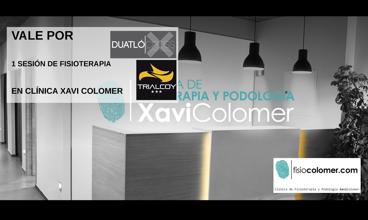 Ganadores del sorteo Clínica de fisioterapia y rehabilitación Xavi Colomer
- Sergio Gil Blasco (dorsal 10) SESIÓN DE FISIOTERAPIA
- Aarón Valero Candela (dorsal 2) SESIÓN DE PODOLOGÍA

Podéis canjear vuestro vale en la clínica
C/ Sabadell, 4
966335127 xavicolomer@fisiocolomer.com