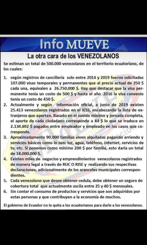 erikadelvolga's tweet photo. Ayer quería montar un vídeo (twitter no me dejo) donde un ciudadano ecuatoriano decía que los aumentos era para mantener a los vzlnos, el que va a Ecuador debe saber que ahí pagas visa, y casi todo tu sueldo en alquiler, he aquí la respuesta a dicha acusación https://t.co/gEC8mzEhdN