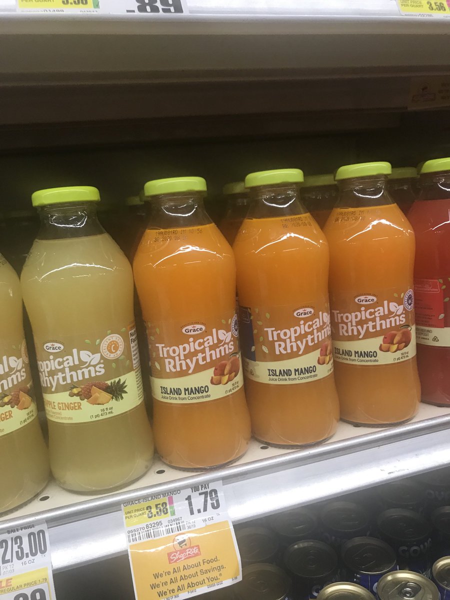 dgwehby's tweet photo. Tropical Rhythms in Shop Rite in New Jersey. Made in Jamaica by our factory. So proud of our team. @GraceKennedyGrp @gracefoods https://t.co/x1lCpcgazT