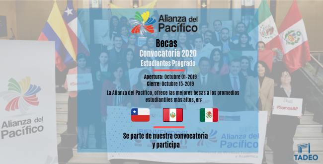 CooperacionUJTL's tweet photo. Recuerda postúlarte por una de las becas que ofrece Alianza del Pacífico, sólo tienes hasta el 15 de octubre para inscribirte.
¡Hazlo ya! #SoyUtadeo https://t.co/7WBl0xBz9z