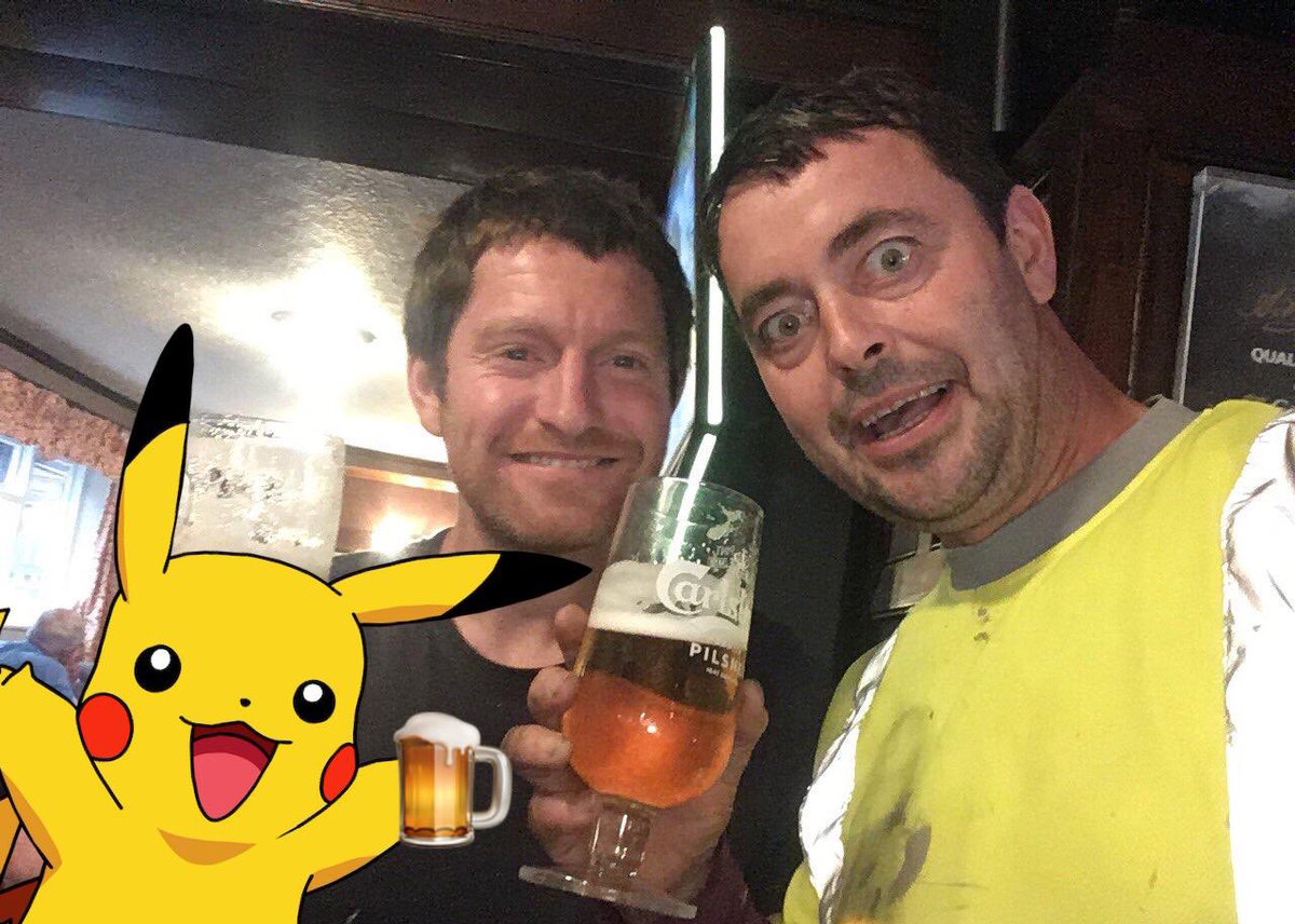 The captain  @bootlegger1974 with his good friend PIKACHU after an absolute GRUELLER.....and guess what they are drinking BABY?!PILSNEERRRR!!! 