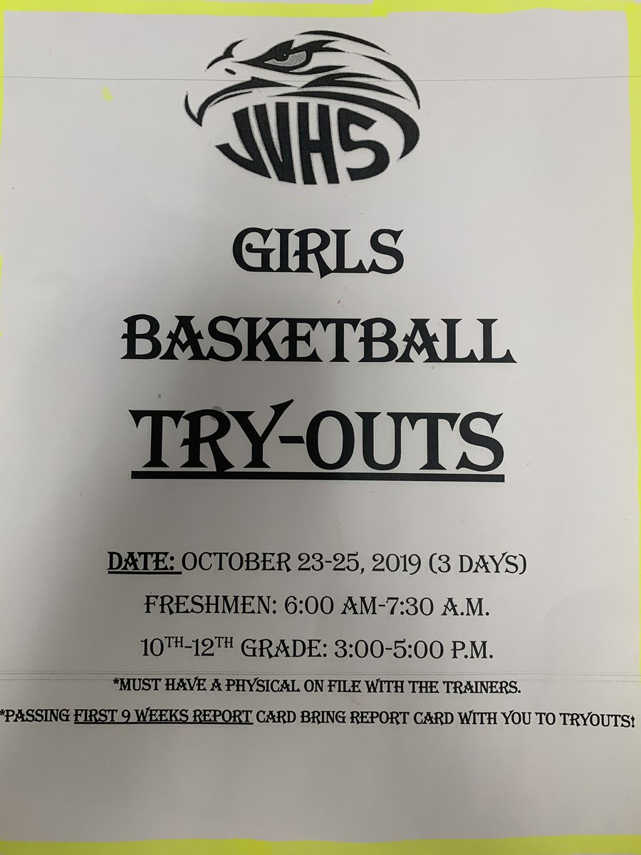 Hey Falcon Fam try-outs are in 2 weeks! Freshman try-outs are early in the morning at 6:00-7:30 am , while grades 10-12 are in the afternoon at 3:00-5:00 pm . Hope to see you there!😁⛹️‍♀️