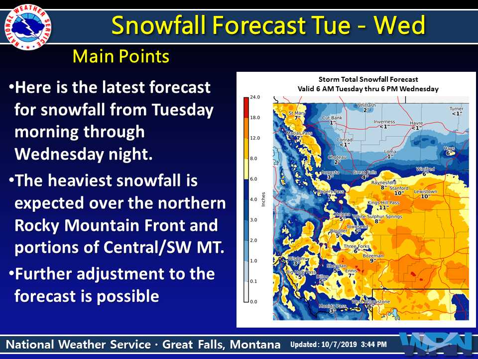 NWS Great Falls on Twitter "New Weather Graphic Issued Snowfall