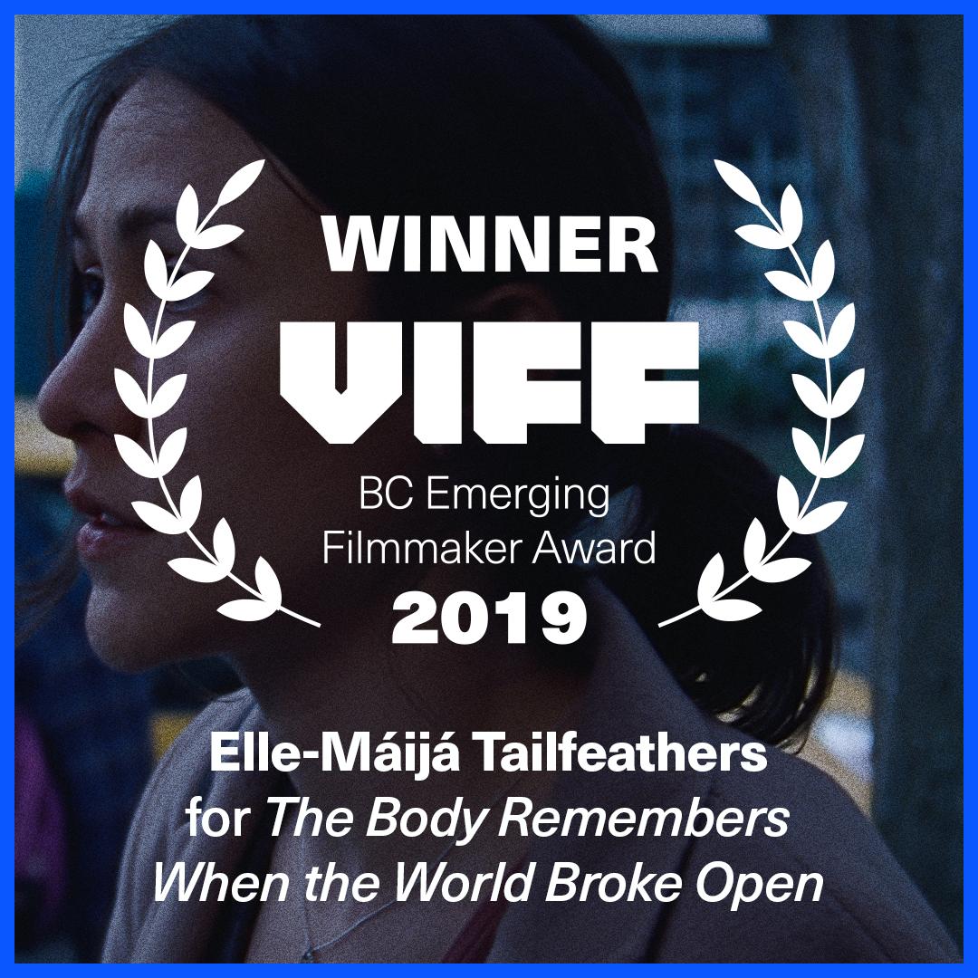 VIFFest's tweet photo. Congrats to Elle-Mรกijรก Tailfeathers on winning the BC Emerging Filmmaker Award presented by @UBCP_ACTRA @AFBSCanada & @wfw_intl! #VIFF2019 #expandtheframe https://t.co/WwLxAhe0yq