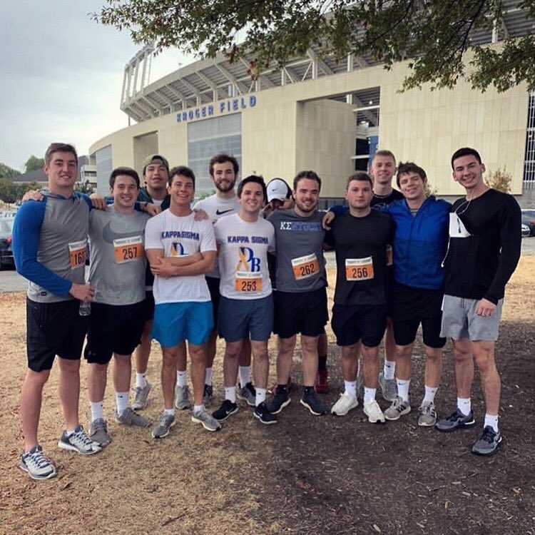 Big shoutout to our Brothers for running in the #DanceBlue 5k yesterday afternoon! #ForTheKids #FTK 🎗