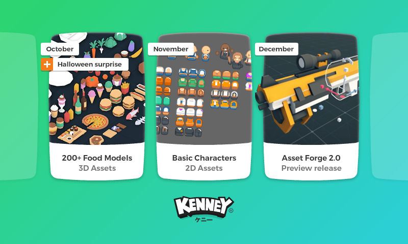 KenneyNL's tweet photo. Upcoming stuff! More 2D/3D #gameassets and HUGE #AssetForge update in December which will literally improve every single aspect of the program. https://t.co/dAu6UH9aLS