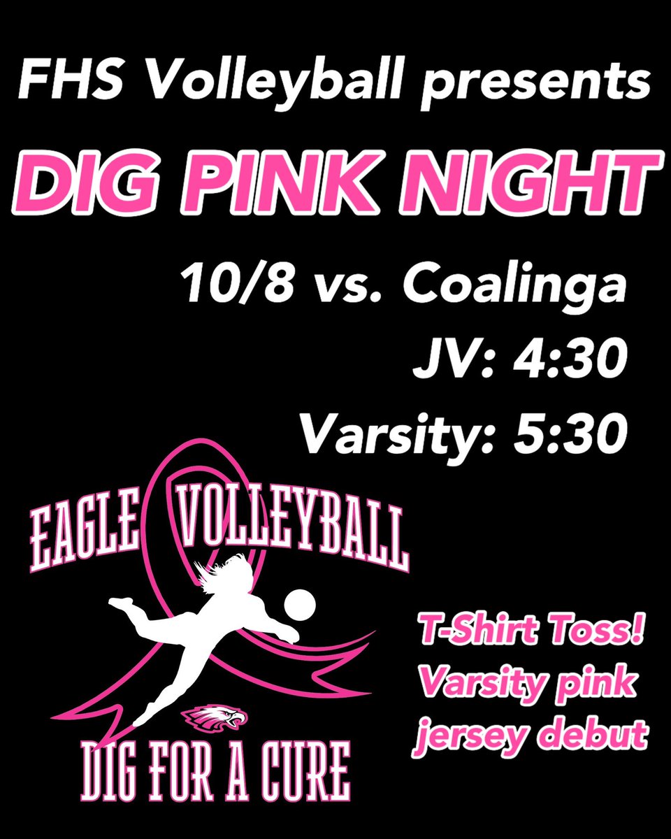 FirebaughVB's tweet image. Tomorrow night is our dig pink night! Event info is below hope to see you out there as we finish first round of league. 💓