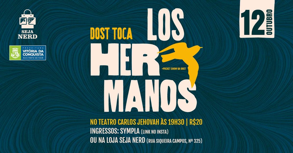BandaDost's tweet photo. Estamos de volta com o Toca Los Hermanos! É nesse sábado, 12/10. Ingressos na loja seja nerd ou no sympla: https://t.co/PYakNkScSi https://t.co/3eW4tFkhPl