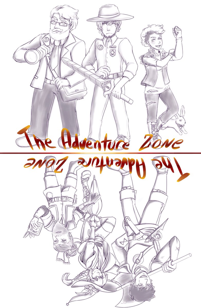 RiyuskiArt's tweet photo. Inktober 2/3 - The Adventure Zone ~ due to NYCC I didnβt have much time for Inktober but I did finish these two TAZ pieces! #theadventurezone #taz #tazart #treshornyboys #pineguard #tazbalance #tazamnesty #dnd #dungeonsanddragons #dndart #inktober2019 #riyuskiart https://t.co/WXiyqI86Vs