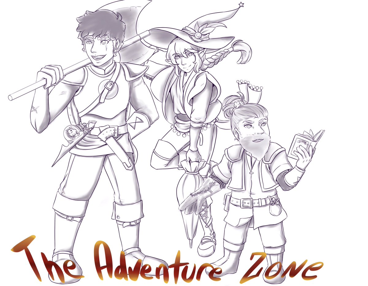 RiyuskiArt's tweet photo. Inktober 2/3 - The Adventure Zone ~ due to NYCC I didnβt have much time for Inktober but I did finish these two TAZ pieces! #theadventurezone #taz #tazart #treshornyboys #pineguard #tazbalance #tazamnesty #dnd #dungeonsanddragons #dndart #inktober2019 #riyuskiart https://t.co/WXiyqI86Vs